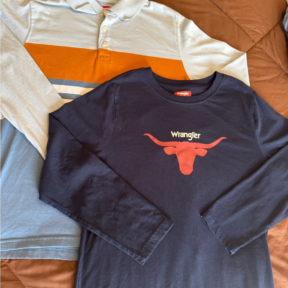 Wrangler Navy and Orange Long Sleeve Kids Tee